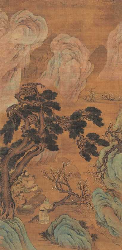 佚名 携琴赏梅图 立轴